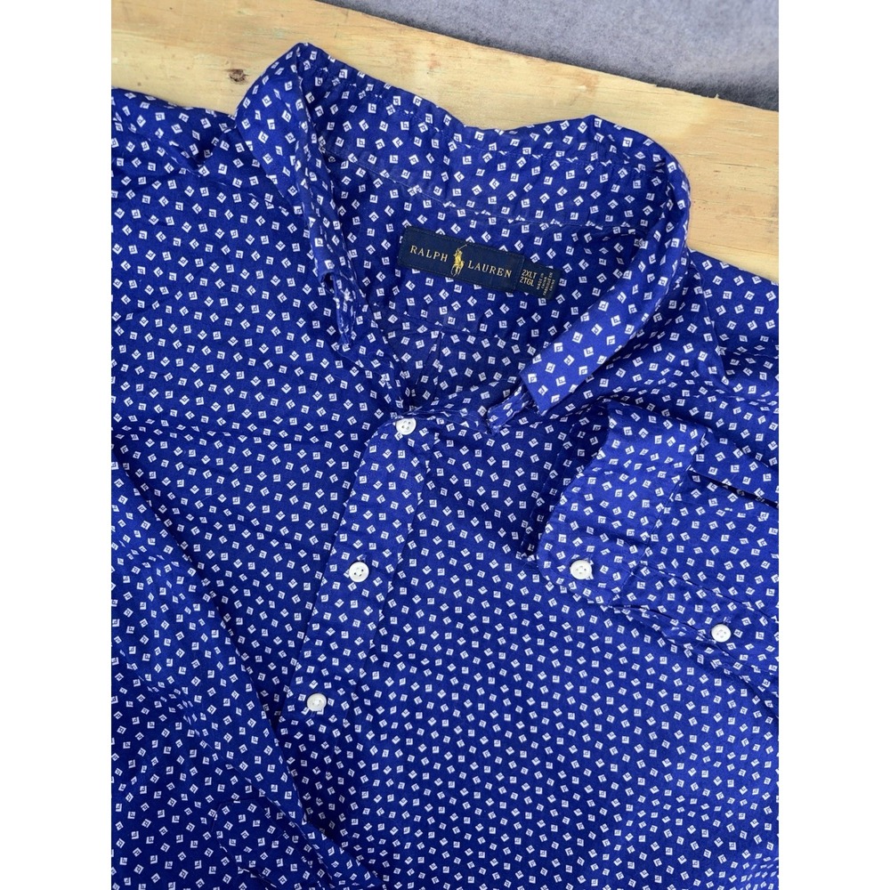 Polo Ralph Lauren Men's 2XLT XXL Tall Geometric Print Long Sleeve Button Down